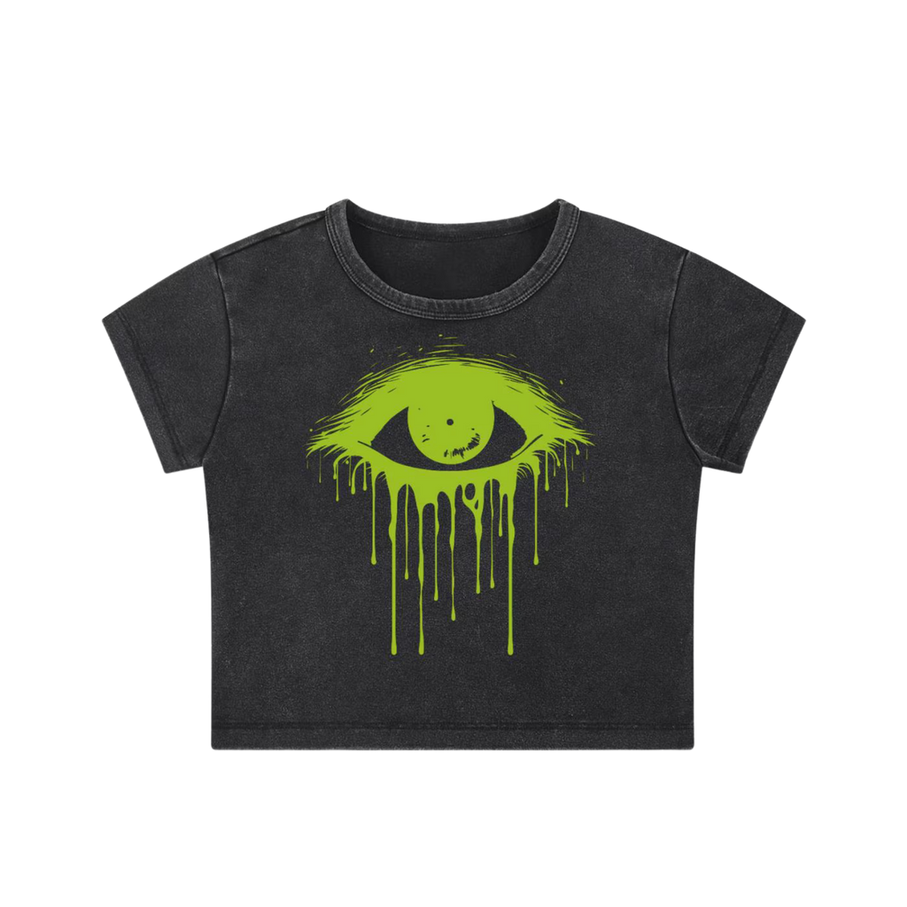Eye of Envy - Snow Washed Crop Top-cropped-shirt-NumbskullzKC