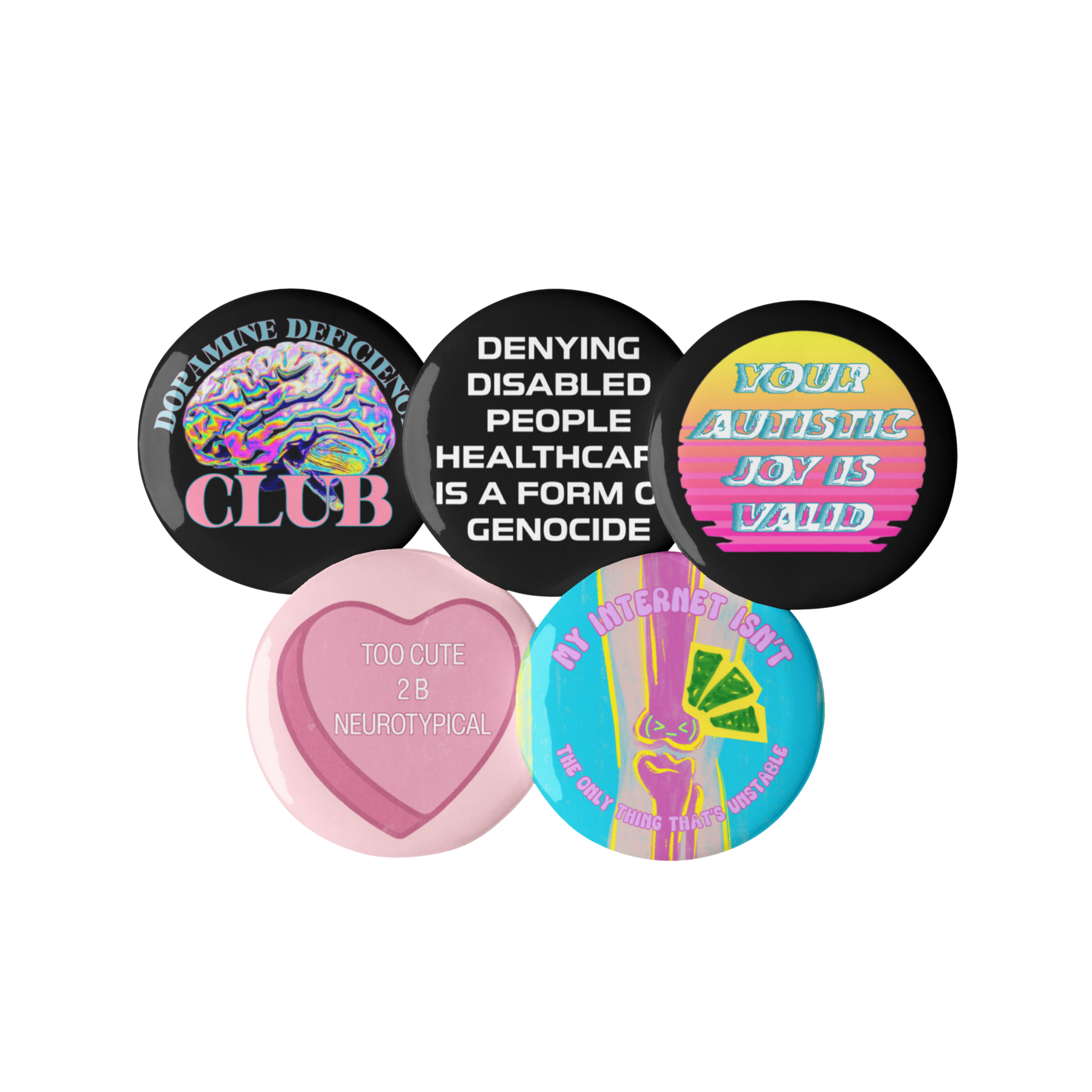 Disability Awareness - Set of 5 Pin Buttons