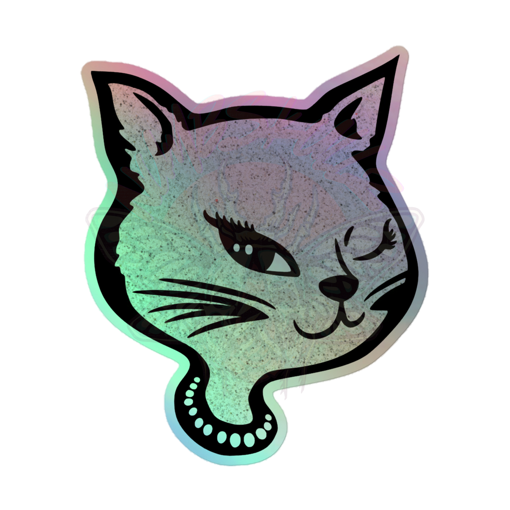 Y2K Cat - Holographic Sticker - 90s - accessories - animal - NumbskullzKC