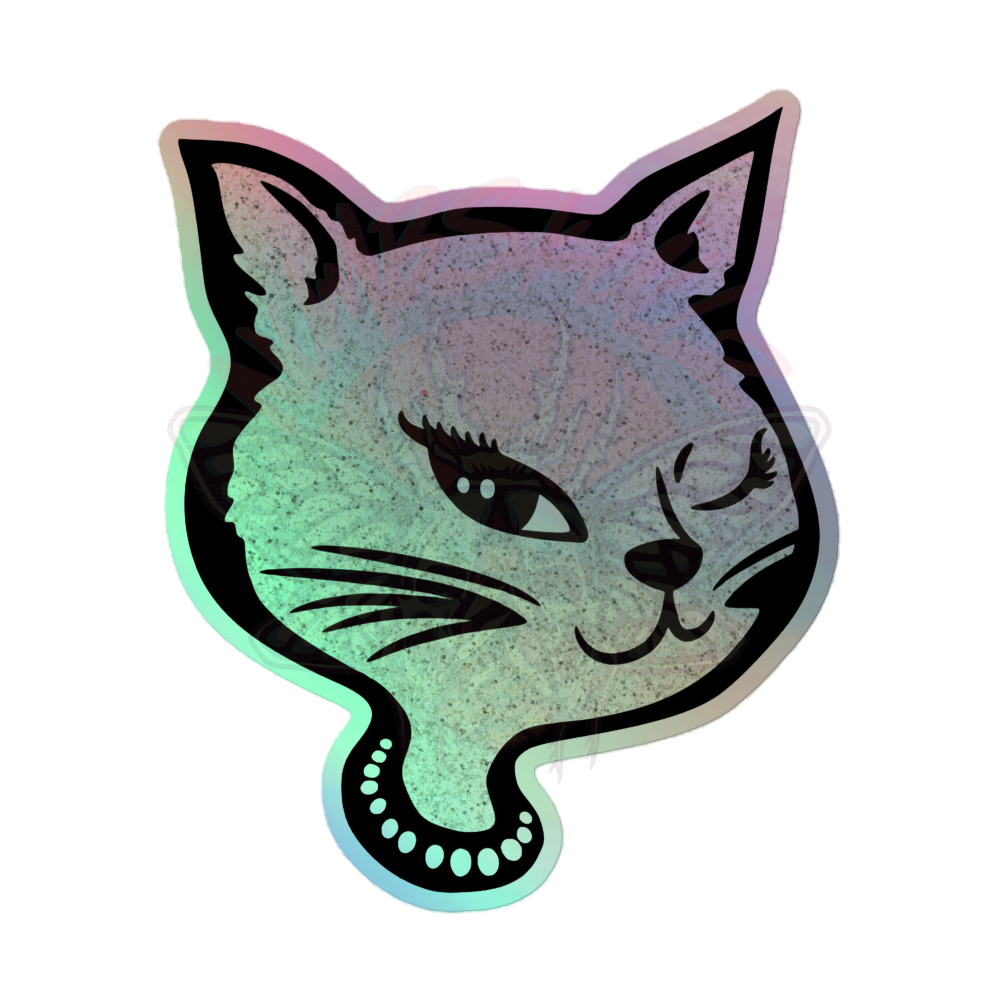 Y2K Cat - Holographic Sticker - 90s - accessories - animal - NumbskullzKC