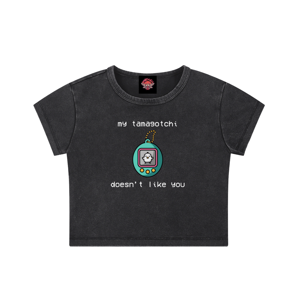 My Tamagotchi - Snow Washed Crop Top-cropped-shirt-NumbskullzKC