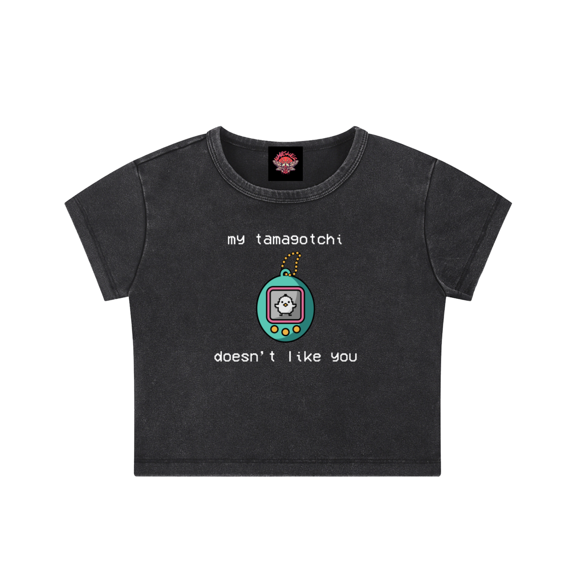 My Tamagotchi - Snow Washed Crop Top-cropped-shirt-NumbskullzKC