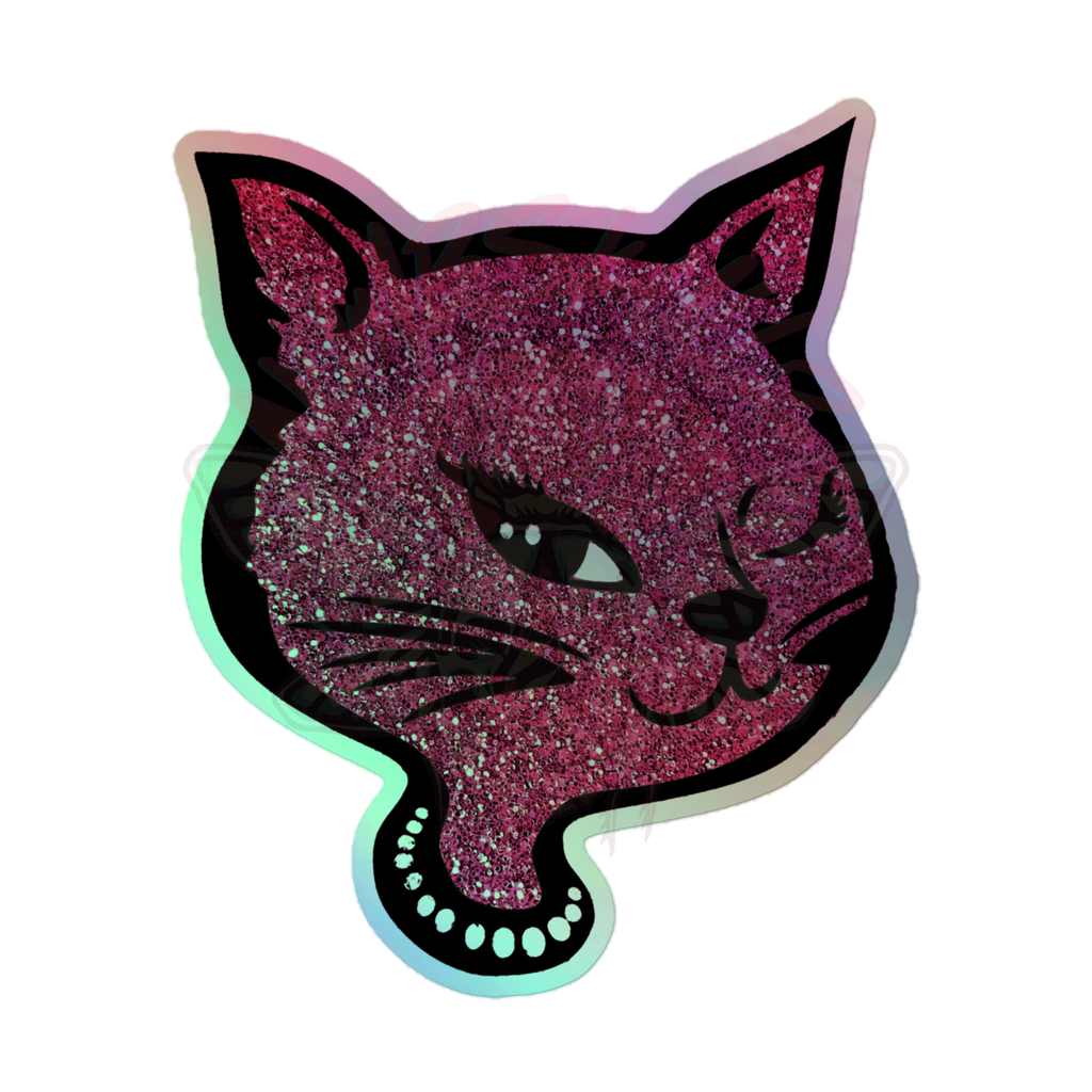 Y2K Cat - Holographic Sticker - 90s - accessories - animal - NumbskullzKC
