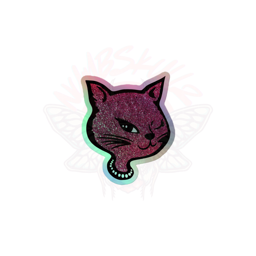 Y2K Cat - Holographic Sticker - 90s - accessories - animal - NumbskullzKC