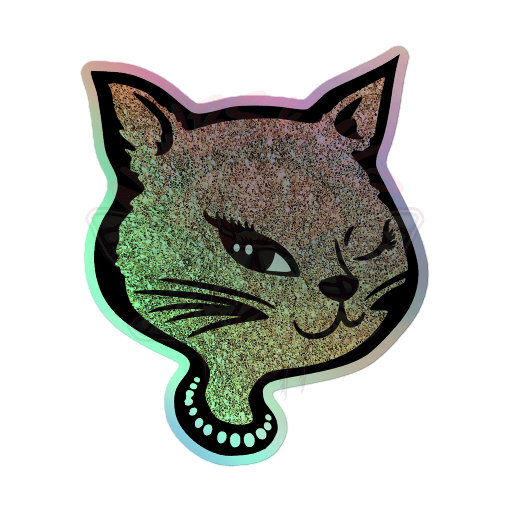 Y2K Cat - Holographic Sticker - 90s - accessories - animal - NumbskullzKC