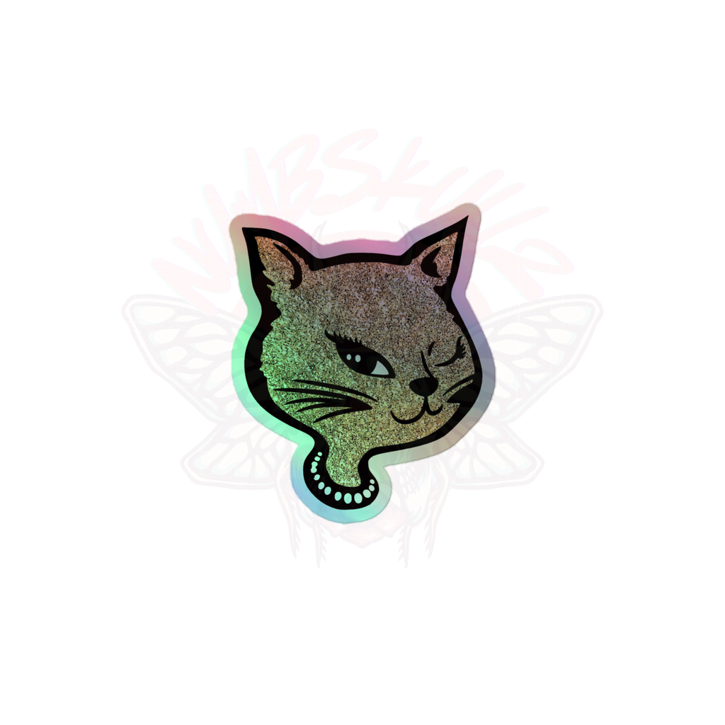 Y2K Cat - Holographic Sticker - 90s - accessories - animal - NumbskullzKC