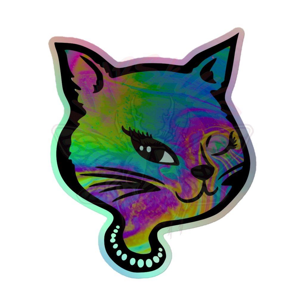 Y2K Cat - Holographic Sticker - 90s - accessories - animal - NumbskullzKC