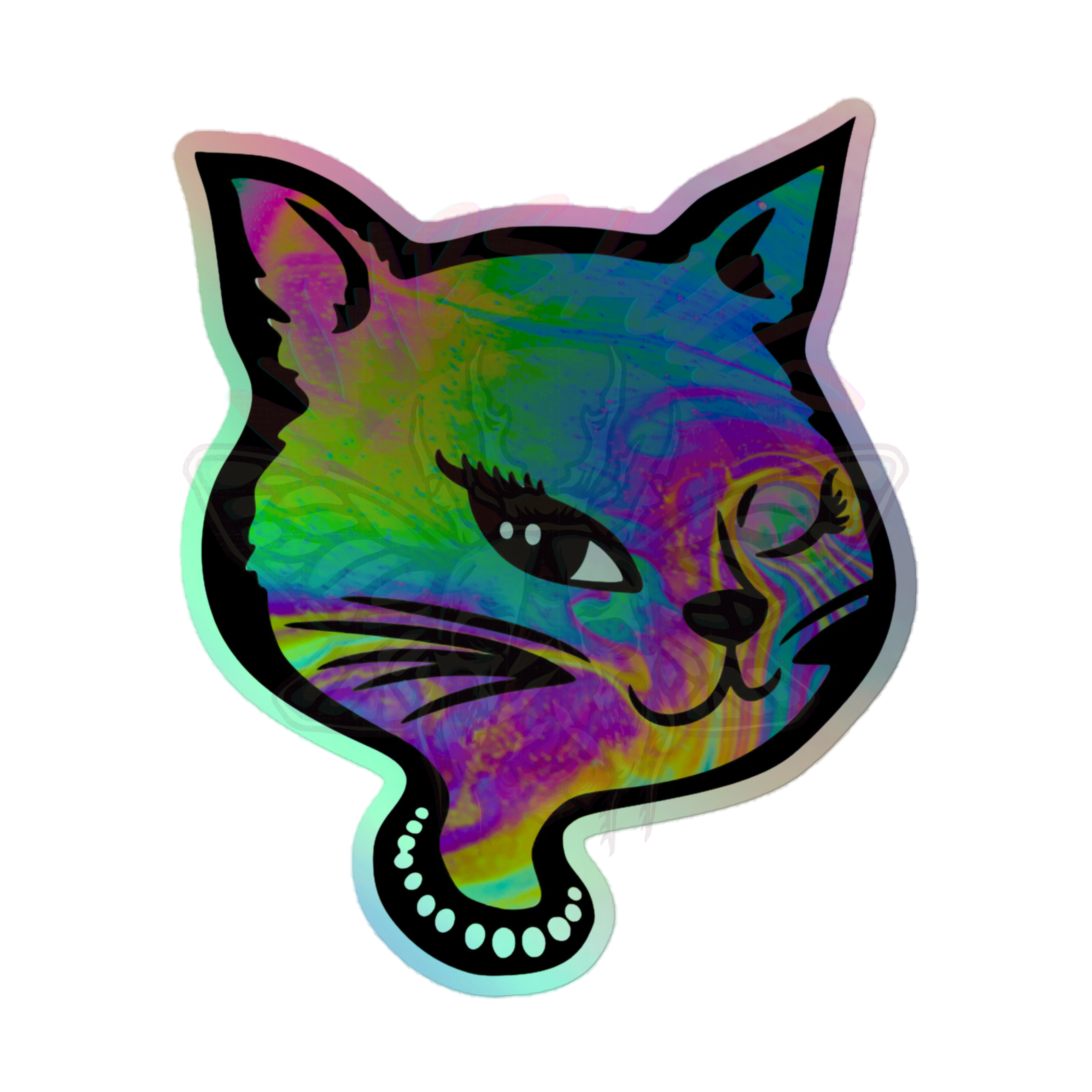 Y2K Cat - Holographic Sticker - 90s - accessories - animal - NumbskullzKC
