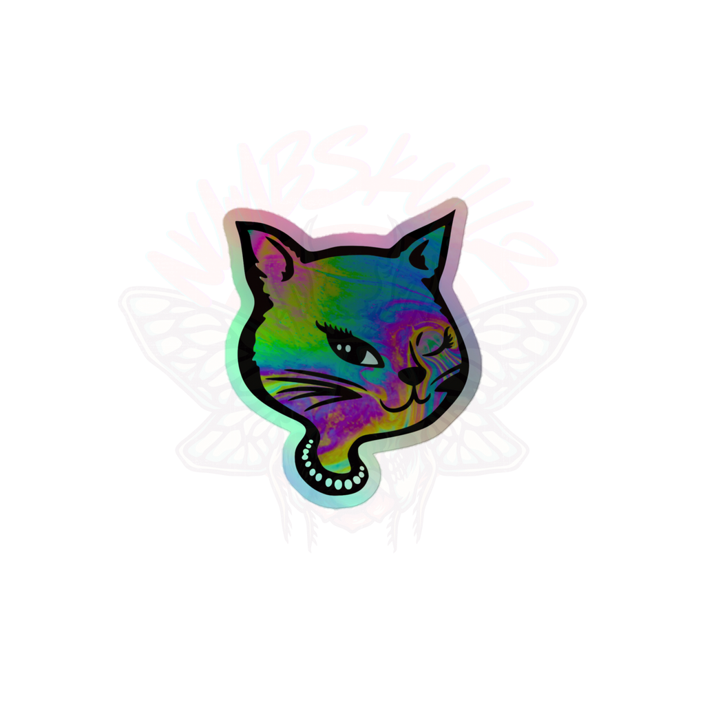Y2K Cat - Holographic Sticker - 90s - accessories - animal - NumbskullzKC