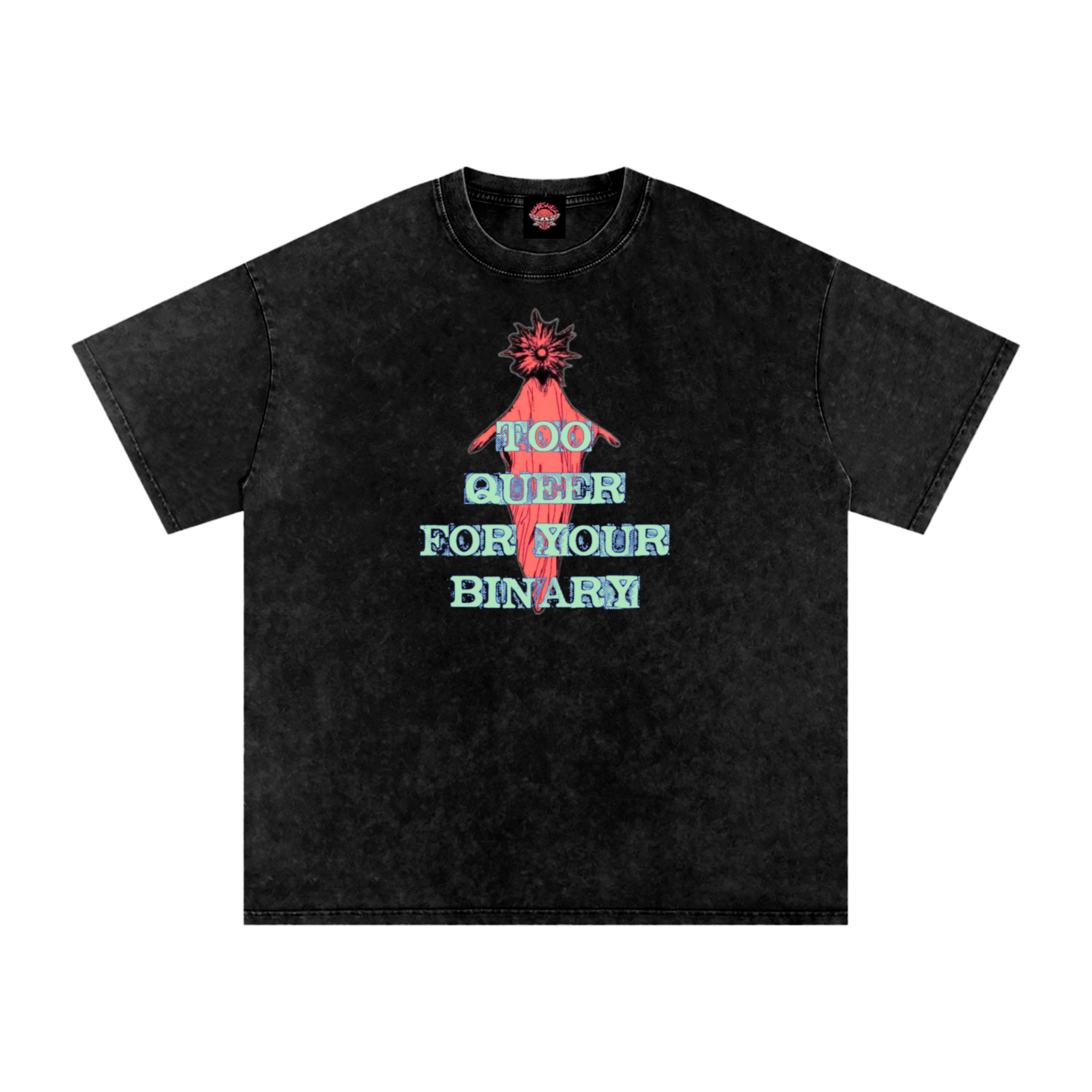 Too Queer for Your Binary - Oversized T-Shirt-graffiti-lgbtq-nonbinary-NumbskullzKC