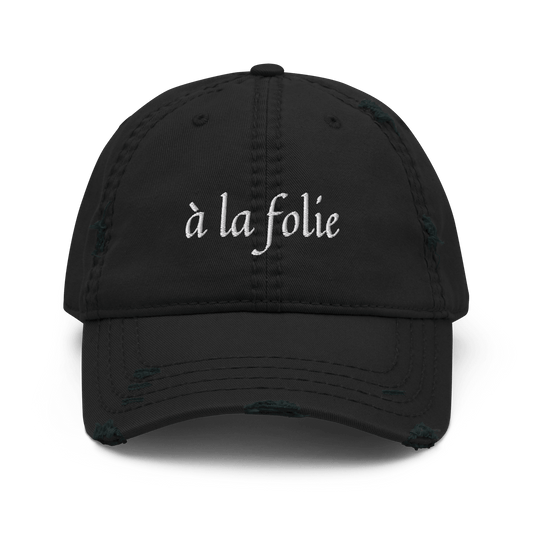 à la folie - Distressed Adjustable Ball Cap - ballcap - baseball style hats - hats - Numbskullz