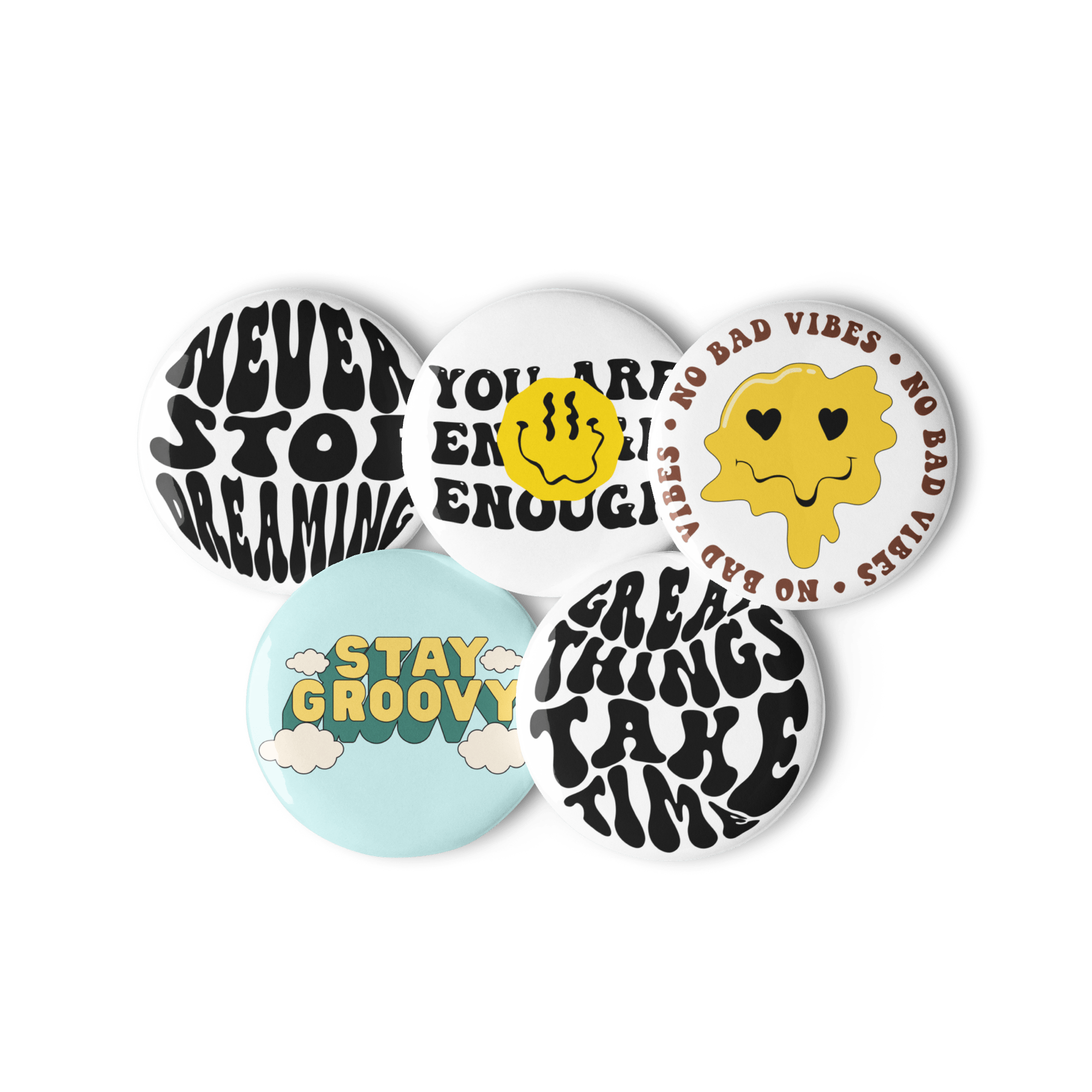 Affirmations - Set of 5 Pin Buttons - accessories - buttons - decorative pins - NumbskullzKC