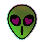 Alien Love - Holographic Sticker - accessories - hearts - holo sticker - Numbskullz