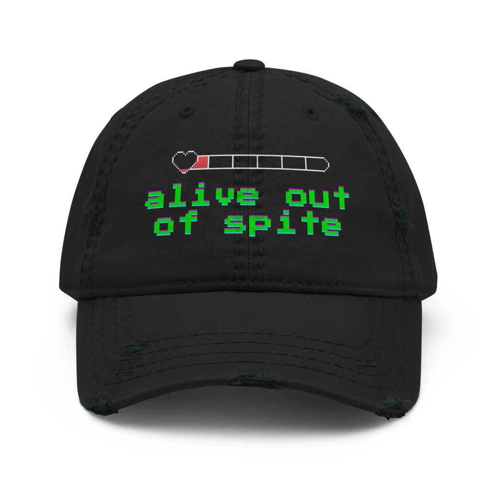 Alive Out of Spite - Distressed Ball Cap - ballcap - baseball style hats - distressed ball cap - Numbskullz