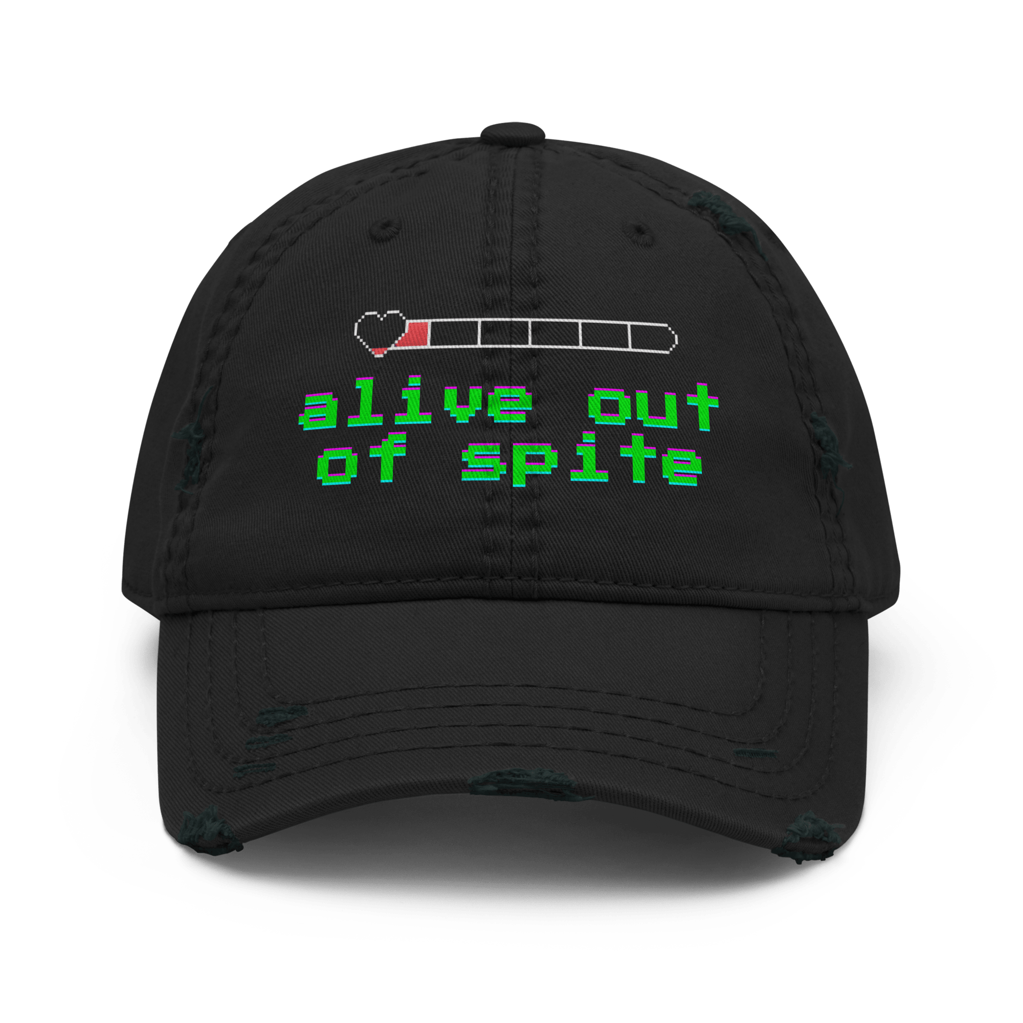 Alive Out of Spite - Distressed Ball Cap - ballcap - baseball style hats - distressed ball cap - Numbskullz