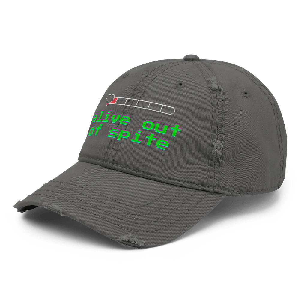 Alive Out of Spite - Distressed Ball Cap - ballcap - baseball style hats - distressed ball cap - Numbskullz