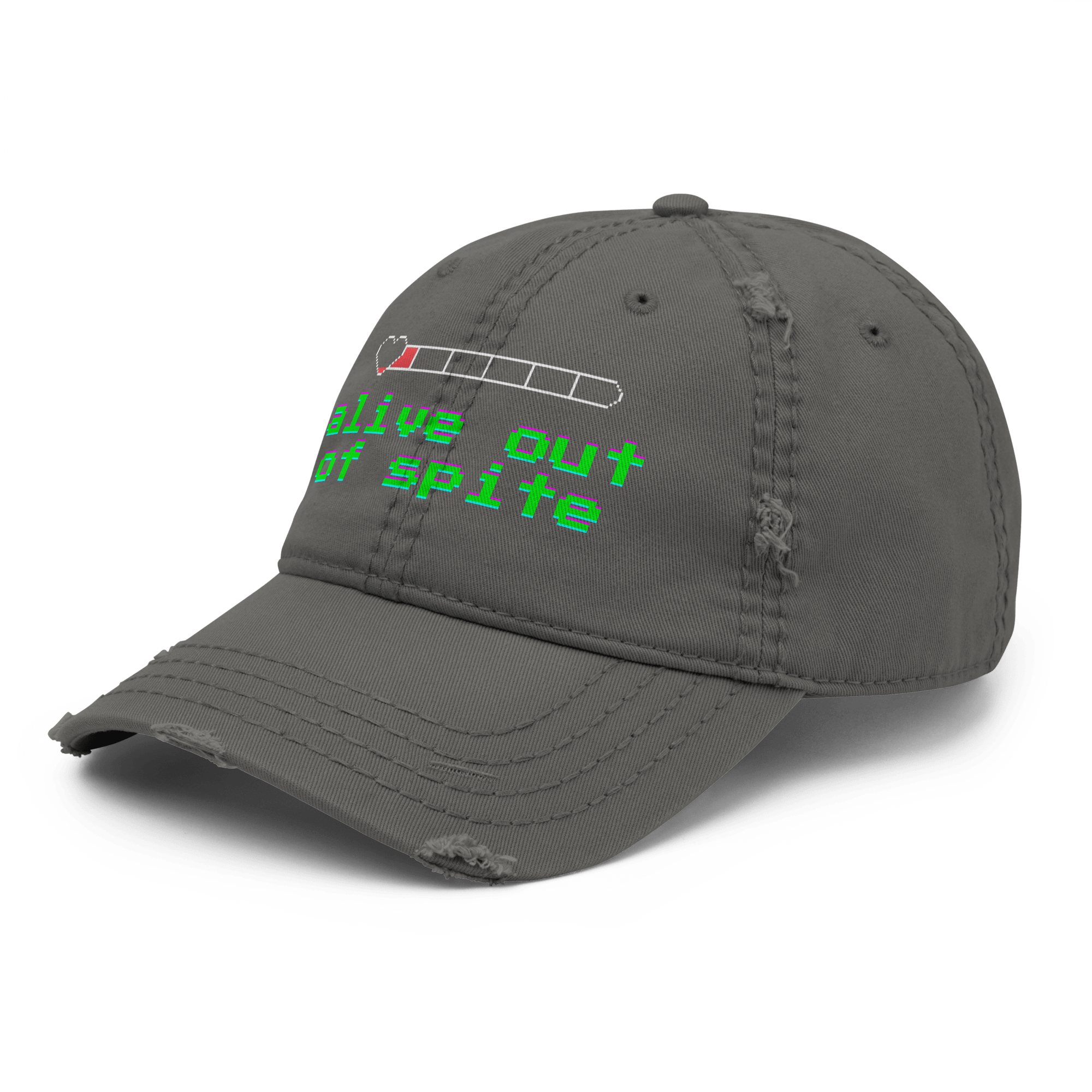 Alive Out of Spite - Distressed Ball Cap - ballcap - baseball style hats - distressed ball cap - Numbskullz