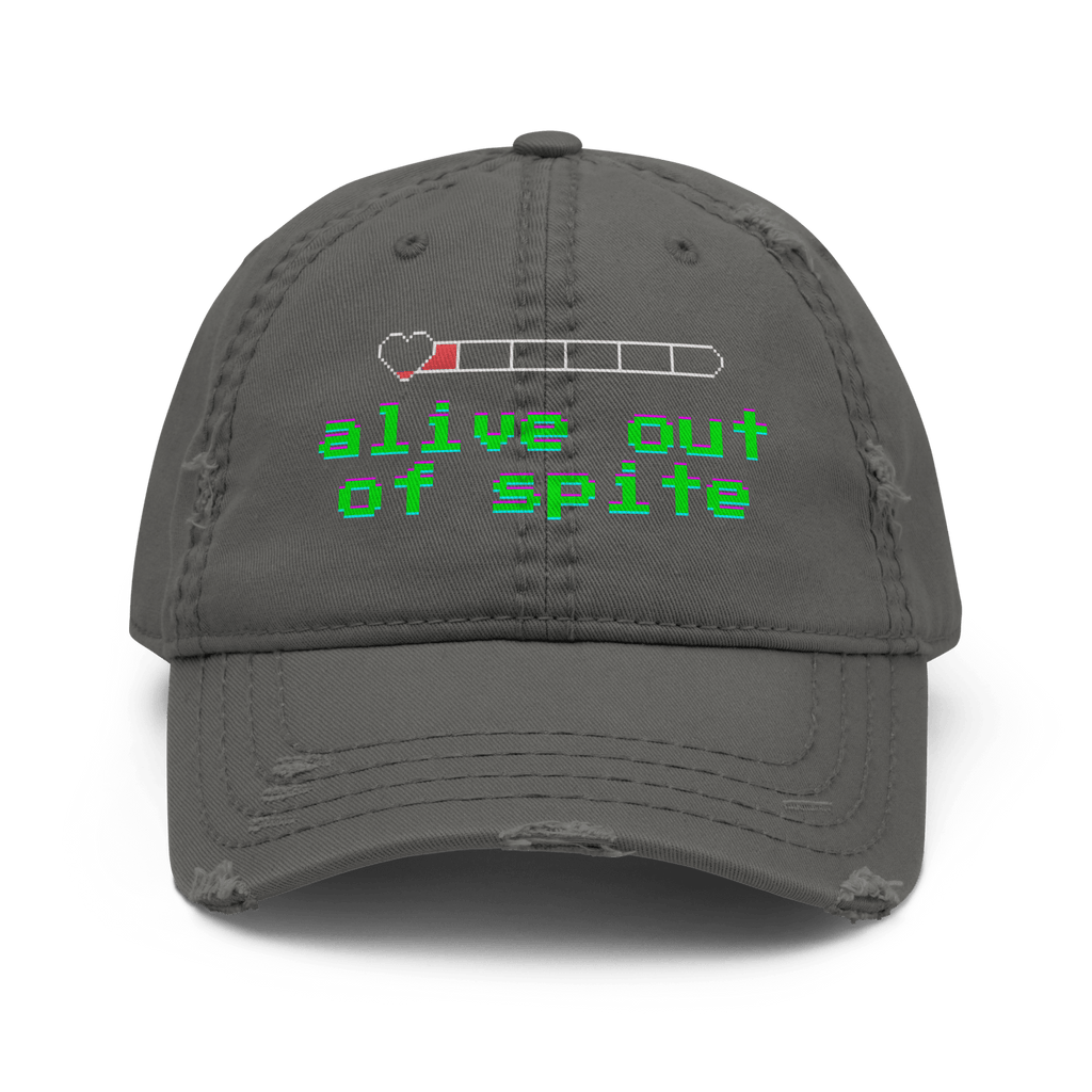 Alive Out of Spite - Distressed Ball Cap - ballcap - baseball style hats - distressed ball cap - Numbskullz