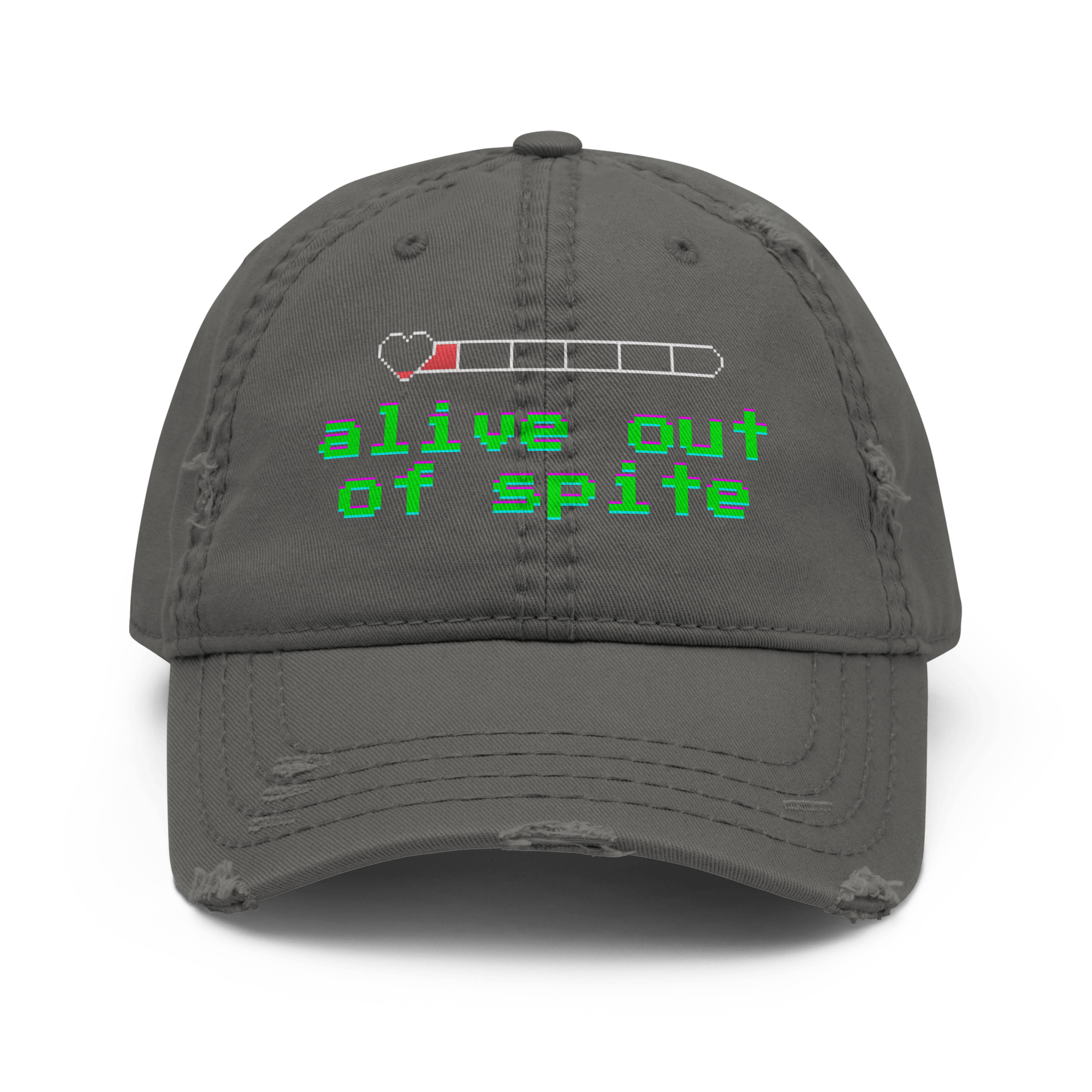 Alive Out of Spite - Distressed Ball Cap - ballcap - baseball style hats - distressed ball cap - Numbskullz