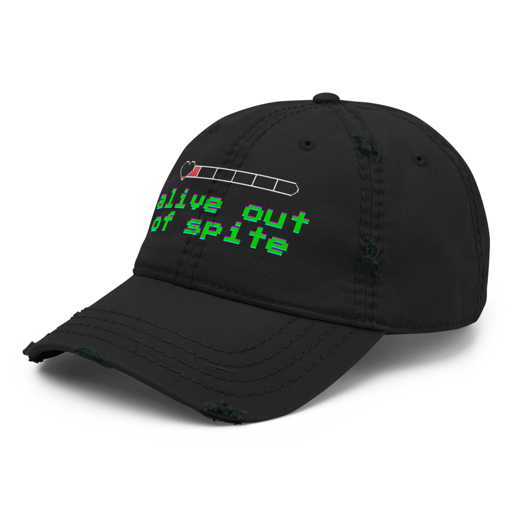 Alive Out of Spite - Distressed Ball Cap - ballcap - baseball style hats - distressed ball cap - Numbskullz