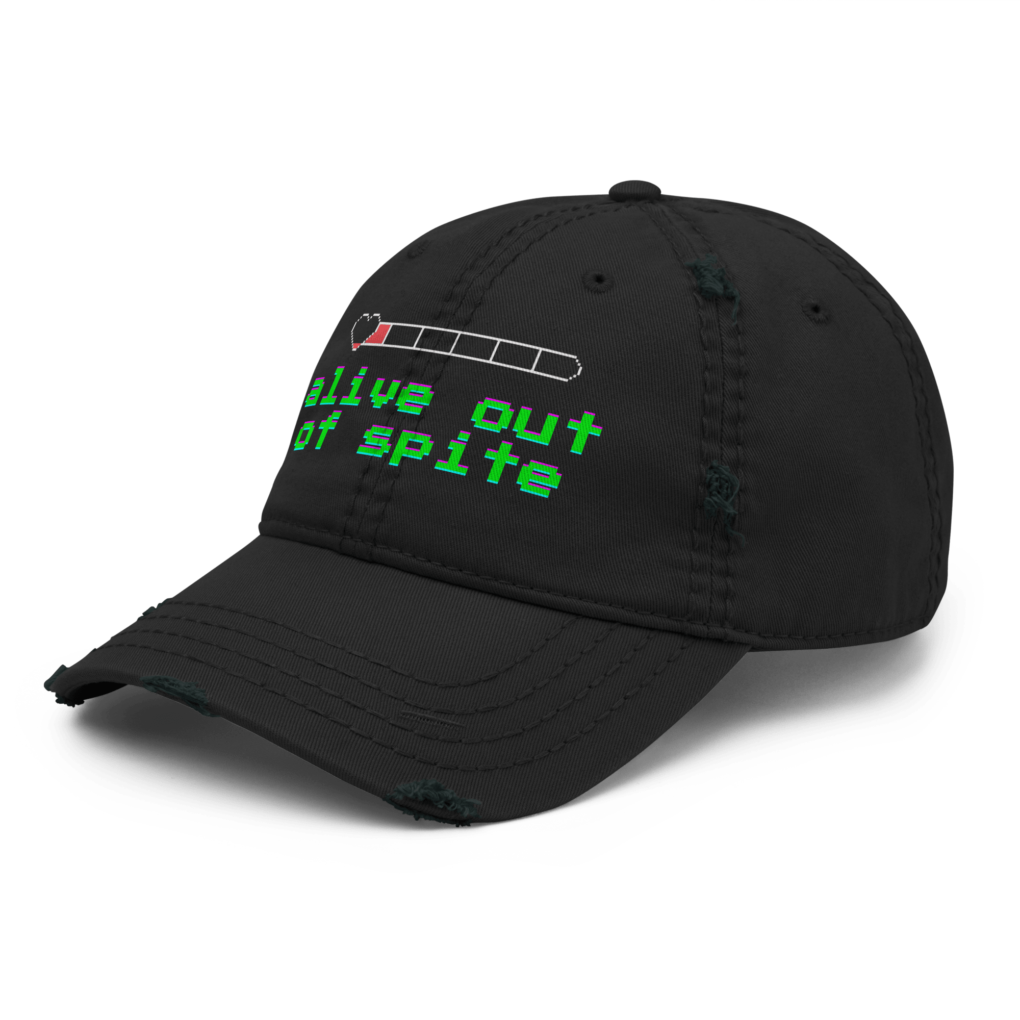 Alive Out of Spite - Distressed Ball Cap - ballcap - baseball style hats - distressed ball cap - Numbskullz
