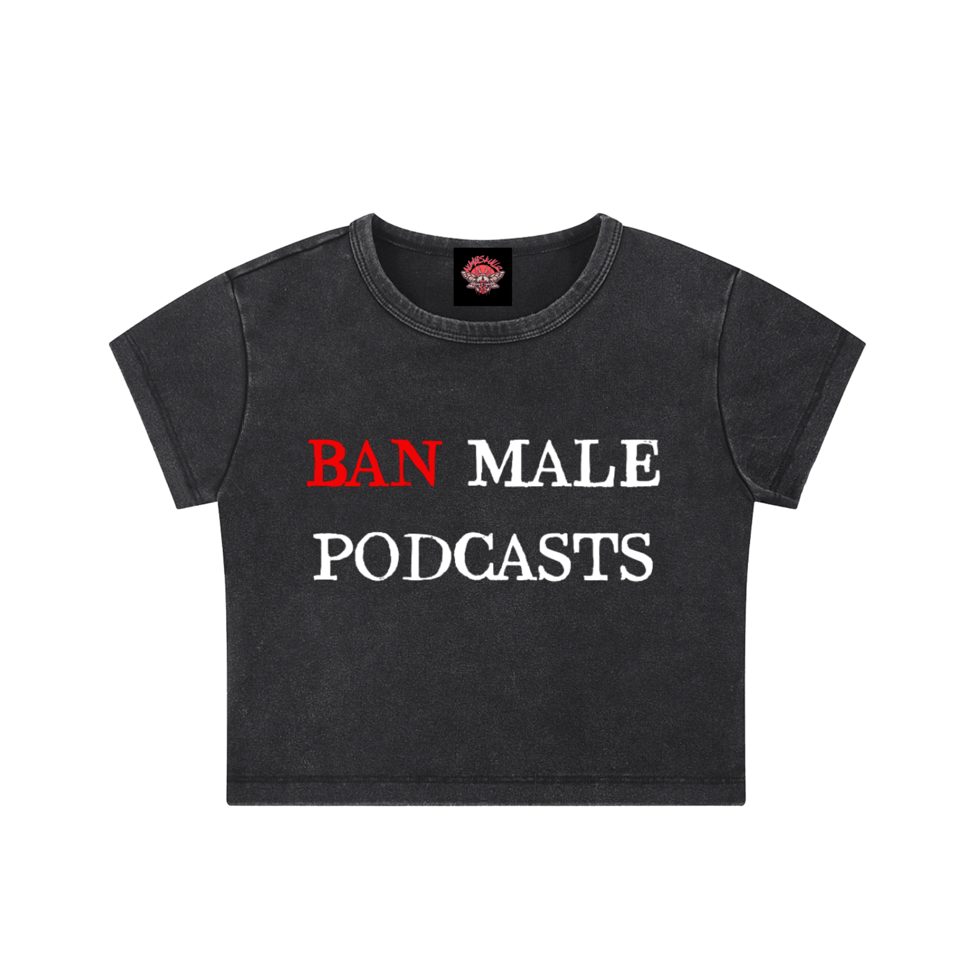 Ban Male Podcasts - Crop Top - feminism - humor - Numbskullz - Numbskullz