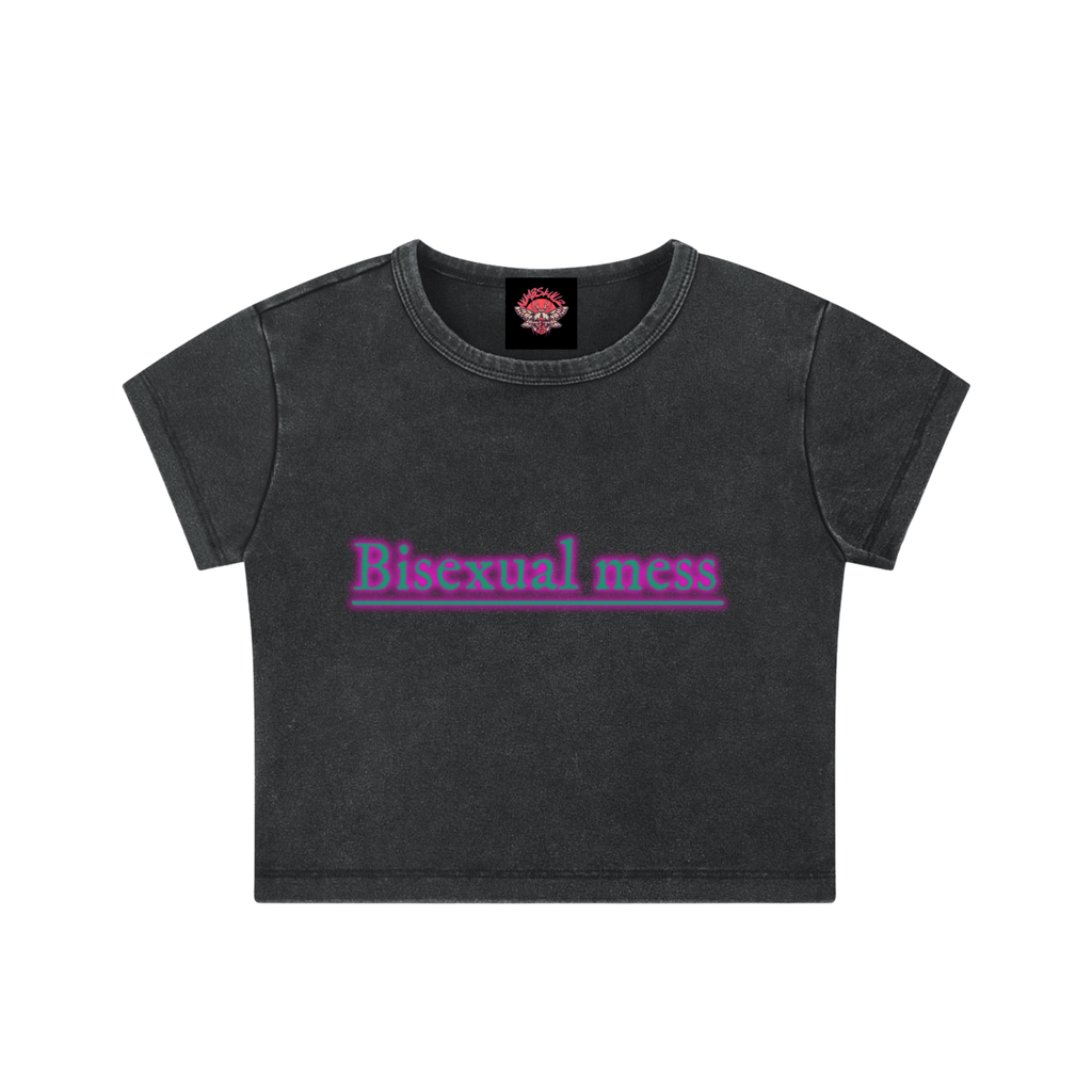 Bisexual Mess - Snow Washed Crop Top - bisexual - lgbtq - men's shirts - NumbskullzKC