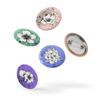 Blooms in Ink - Set of 5 Pin Buttons - accessories - buttons - decorative pins - Numbskullz