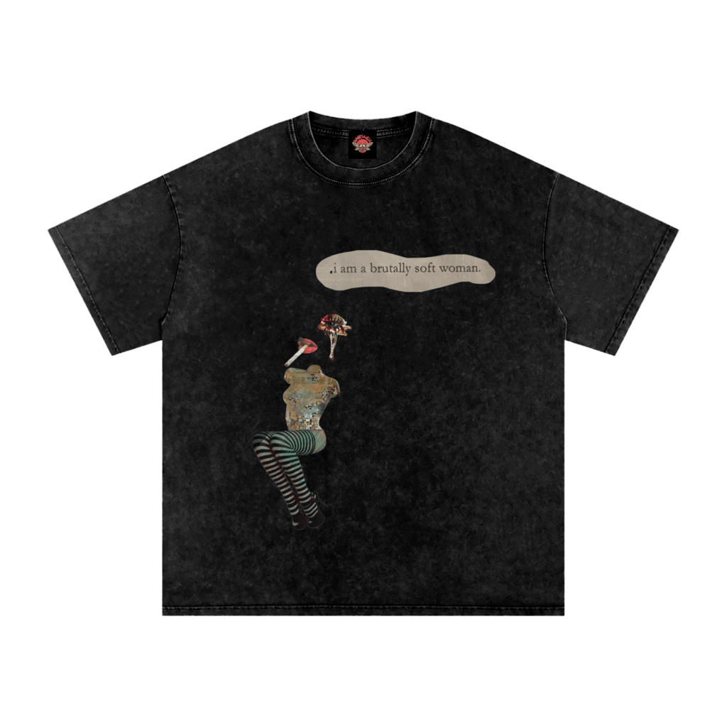 Brutally Soft Woman - Oversized T-Shirt - feminism - glitchcore - gothic - NumbskullzKC