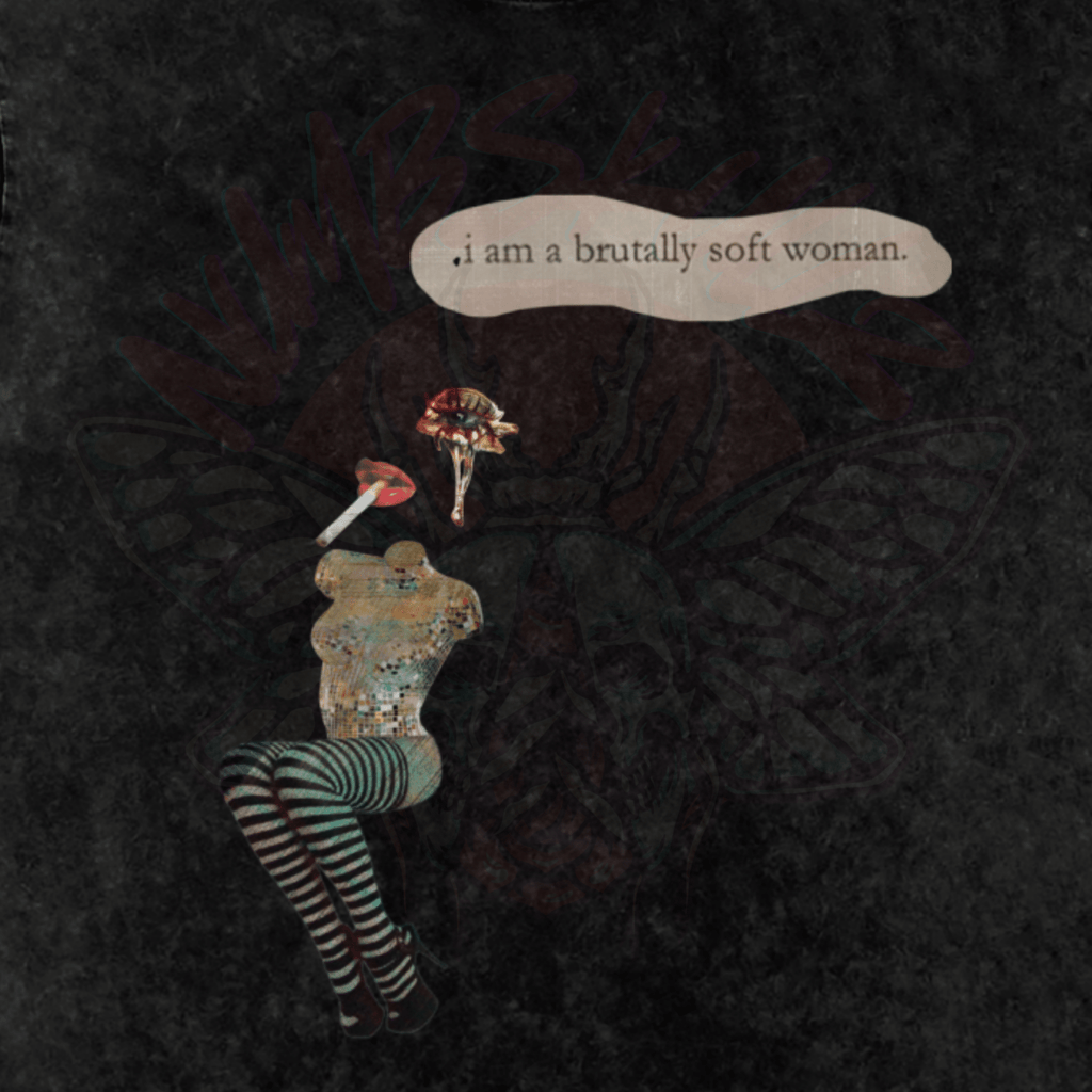 Brutally Soft Woman - Oversized T-Shirt - feminism - glitchcore - gothic - NumbskullzKC