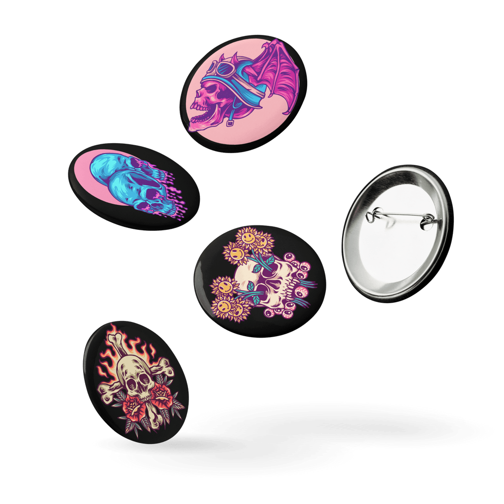 Death's Head - Set of 5 Pin Buttons - accessories - buttons - decorative pins - Numbskullz