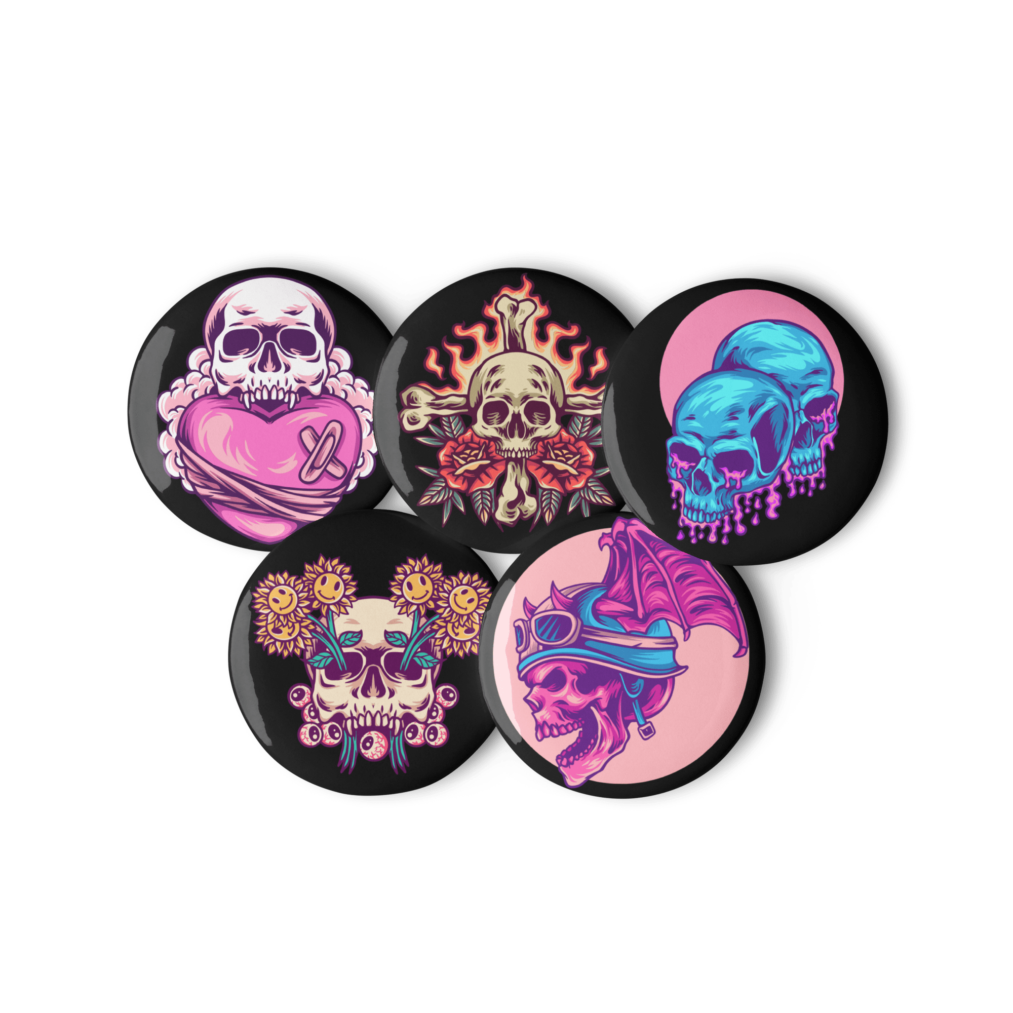 Death's Head - Set of 5 Pin Buttons - accessories - buttons - decorative pins - Numbskullz