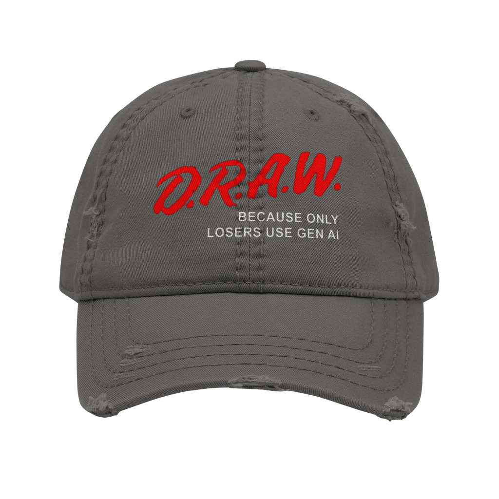 DRAW: Only Losers Use AI - Distressed Ball Cap-ballcap-distressed ball cap-men's ball caps-NumbskullzKC
