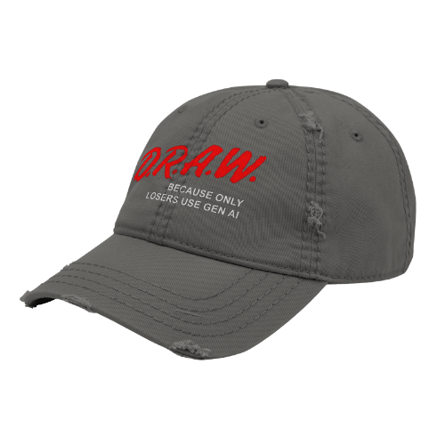 DRAW: Only Losers Use AI - Distressed Ball Cap-ballcap-distressed ball cap-men's ball caps-NumbskullzKC