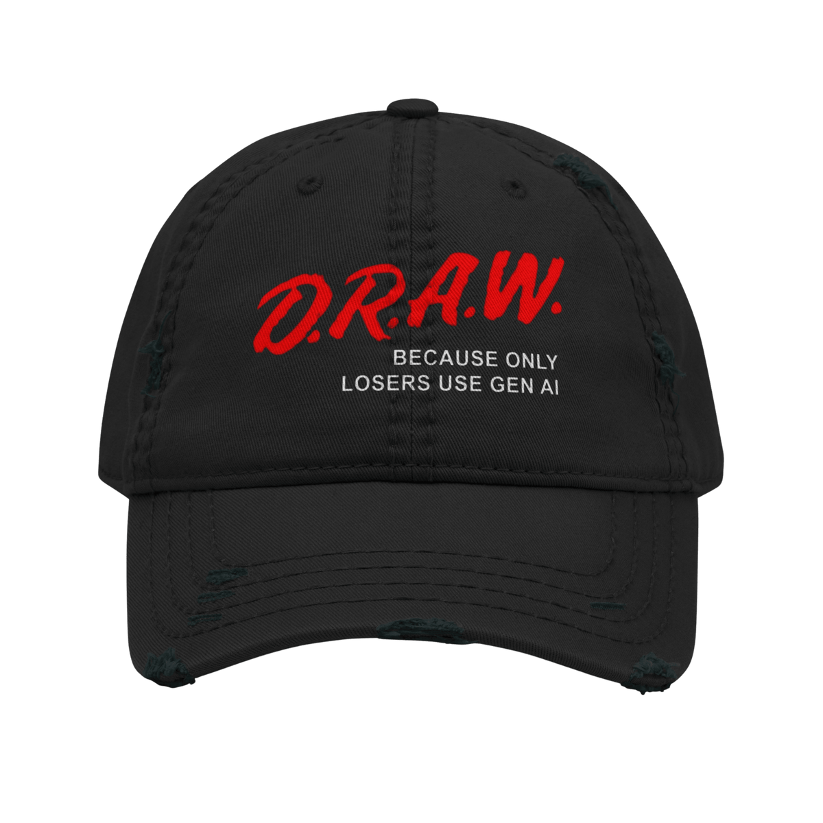 DRAW: Only Losers Use AI - Distressed Ball Cap-ballcap-distressed ball cap-men's ball caps-NumbskullzKC