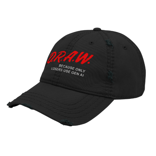 DRAW: Only Losers Use AI - Distressed Ball Cap-ballcap-distressed ball cap-men's ball caps-NumbskullzKC