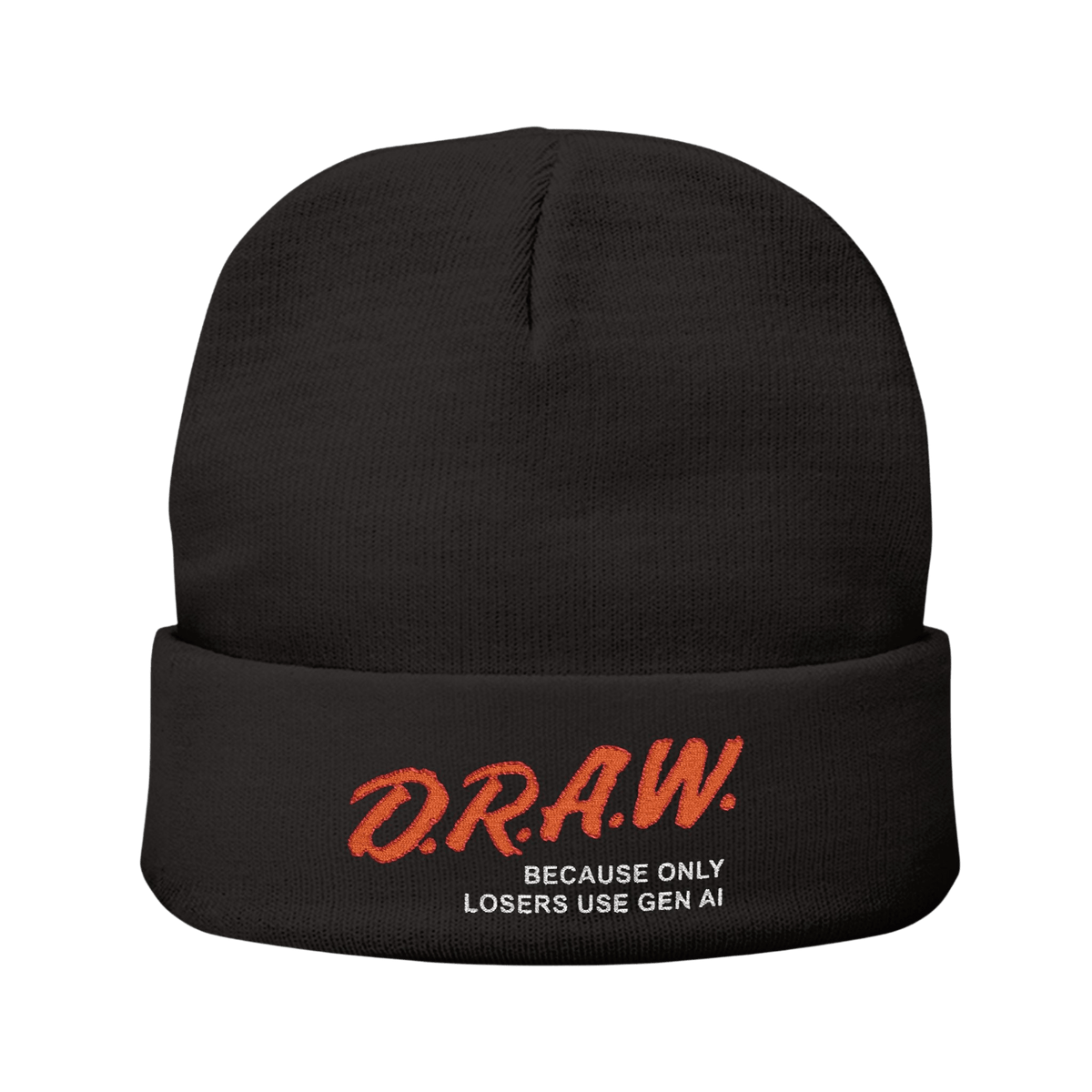 DRAW: Only Losers Use AI - Knit Beanie-Accessories-Beanies-Embroidery-NumbskullzKC