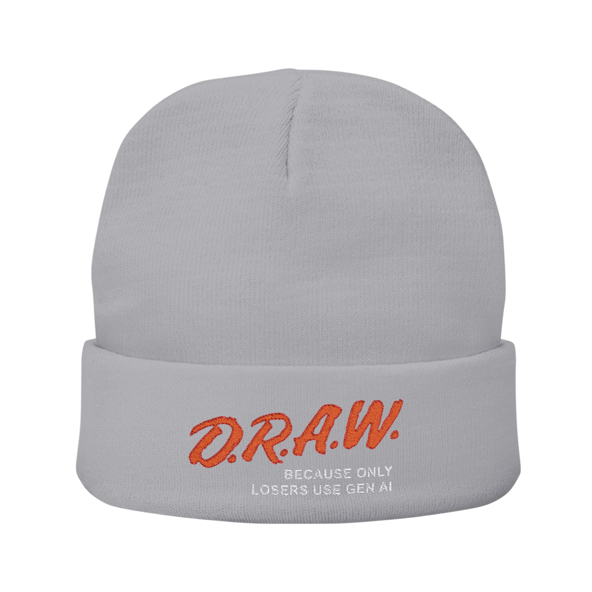 DRAW: Only Losers Use AI - Knit Beanie-Accessories-Beanies-Embroidery-NumbskullzKC