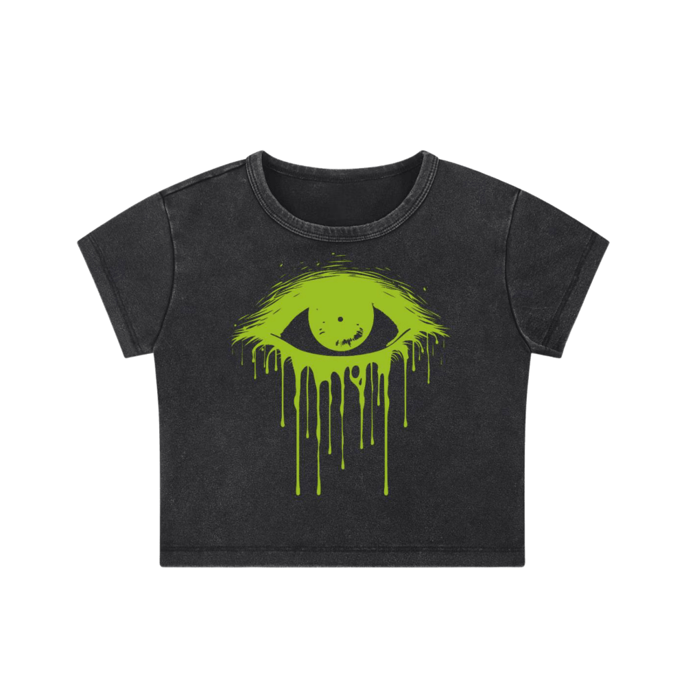 Eye of Envy - Snow Washed Crop Top-cropped-Numbskullz-shirt-NumbskullzKC