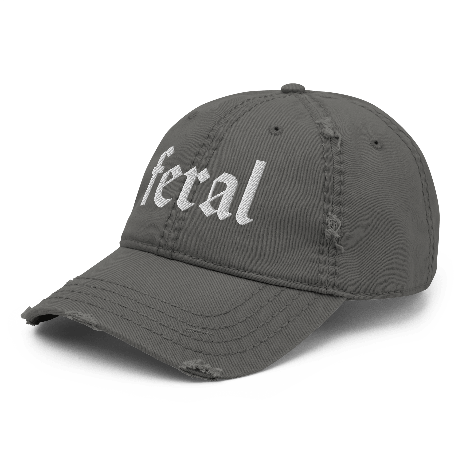 Feral - Distressed Adjustable Ball Cap - ballcap - baseball style hats - funny ballcaps - Numbskullz