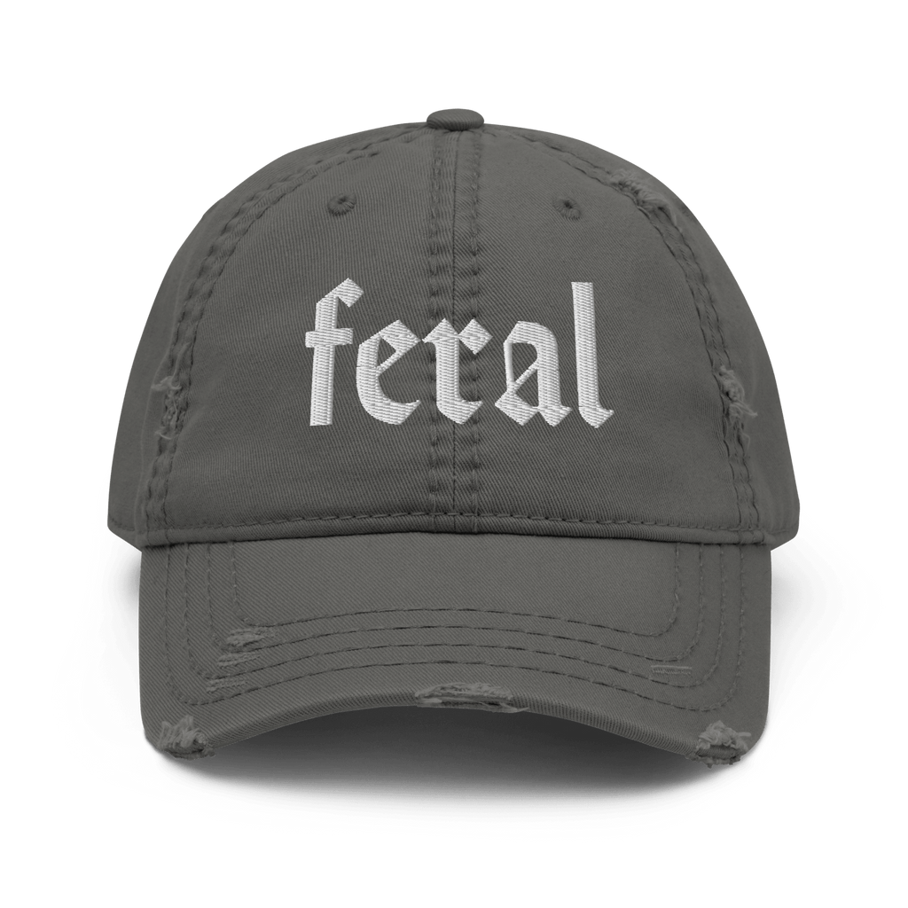 Feral - Distressed Adjustable Ball Cap - ballcap - baseball style hats - funny ballcaps - Numbskullz