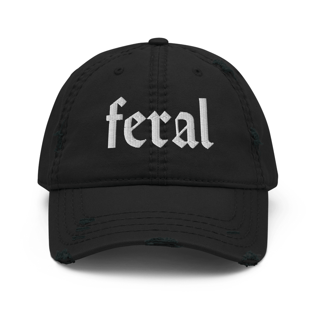 Feral - Distressed Adjustable Ball Cap - ballcap - baseball style hats - funny ballcaps - Numbskullz