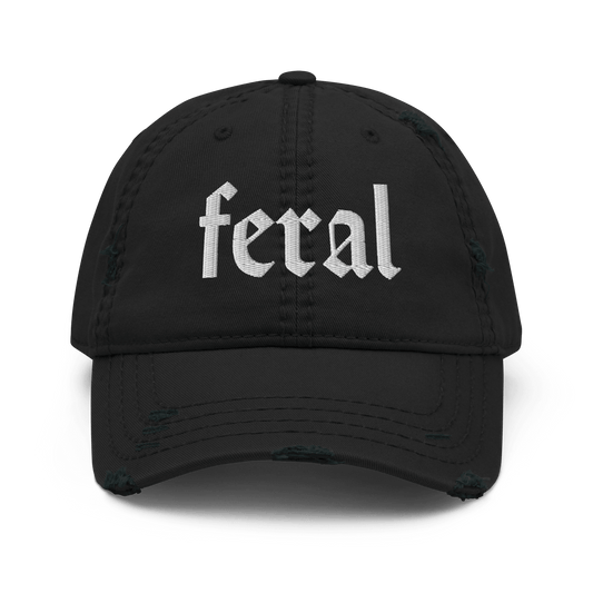 Feral - Distressed Adjustable Ball Cap - ballcap - baseball style hats - funny ballcaps - Numbskullz