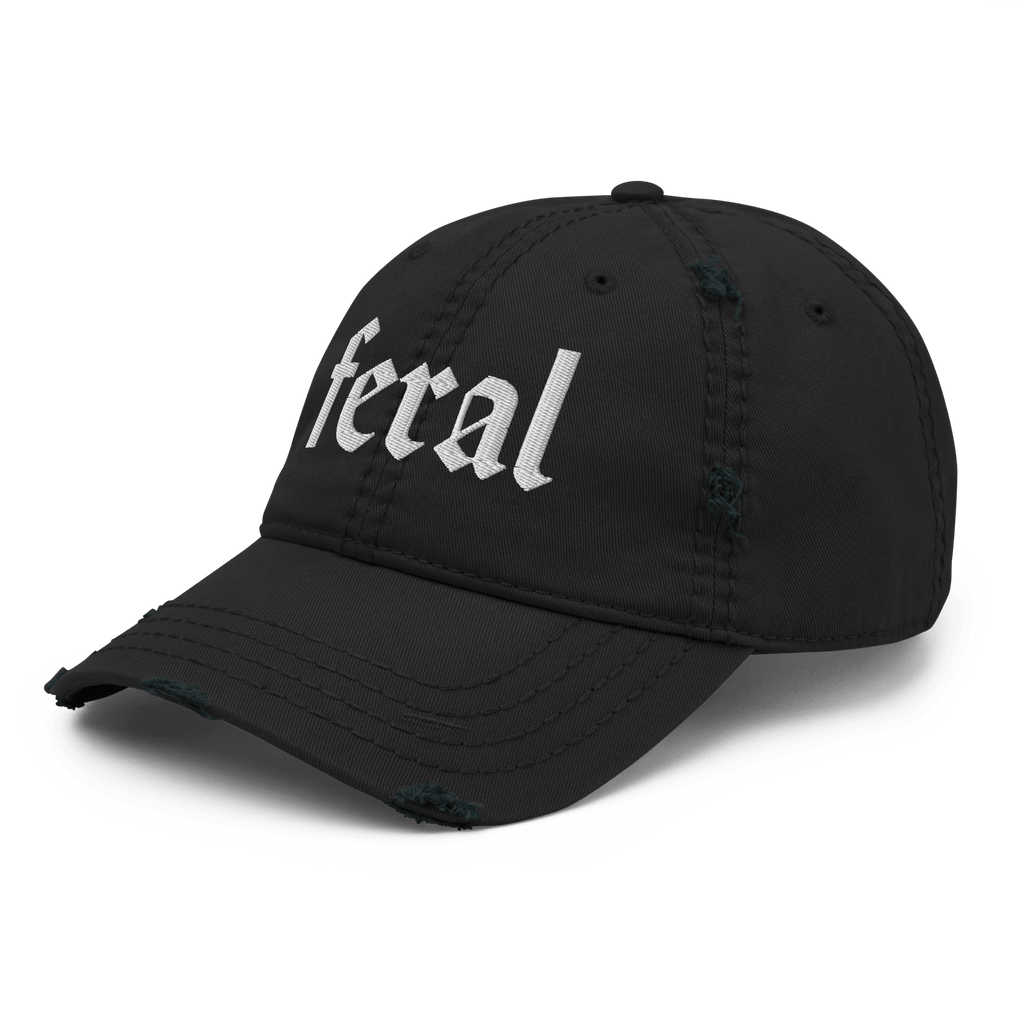 Feral - Distressed Adjustable Ball Cap - ballcap - baseball style hats - funny ballcaps - Numbskullz