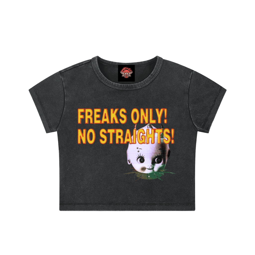 Freaks Only - Snow Washed Crop Top [LIMITED] - cropped - glitchcore - humor - NumbskullzKC