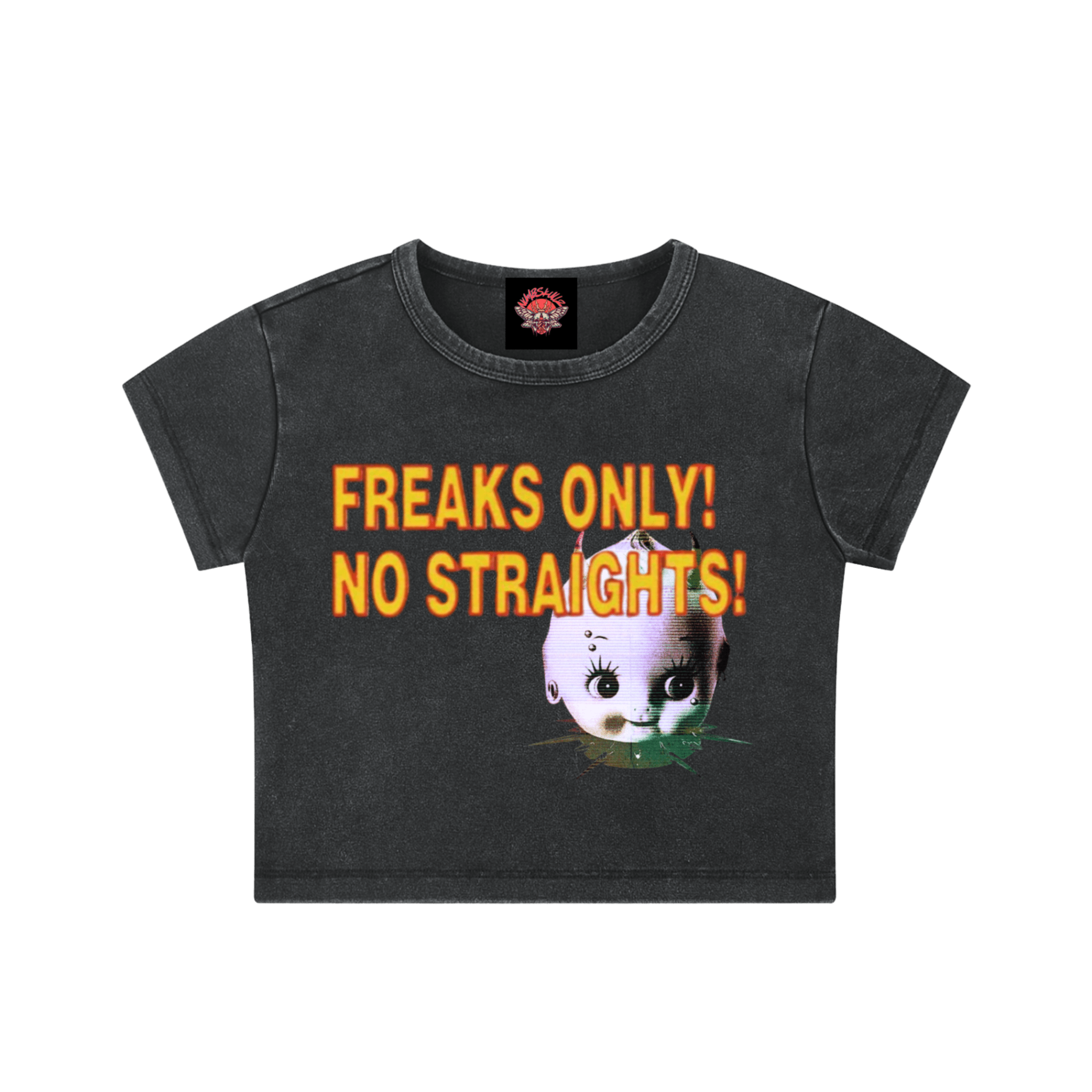 Freaks Only - Snow Washed Crop Top [LIMITED] - cropped - glitchcore - humor - NumbskullzKC