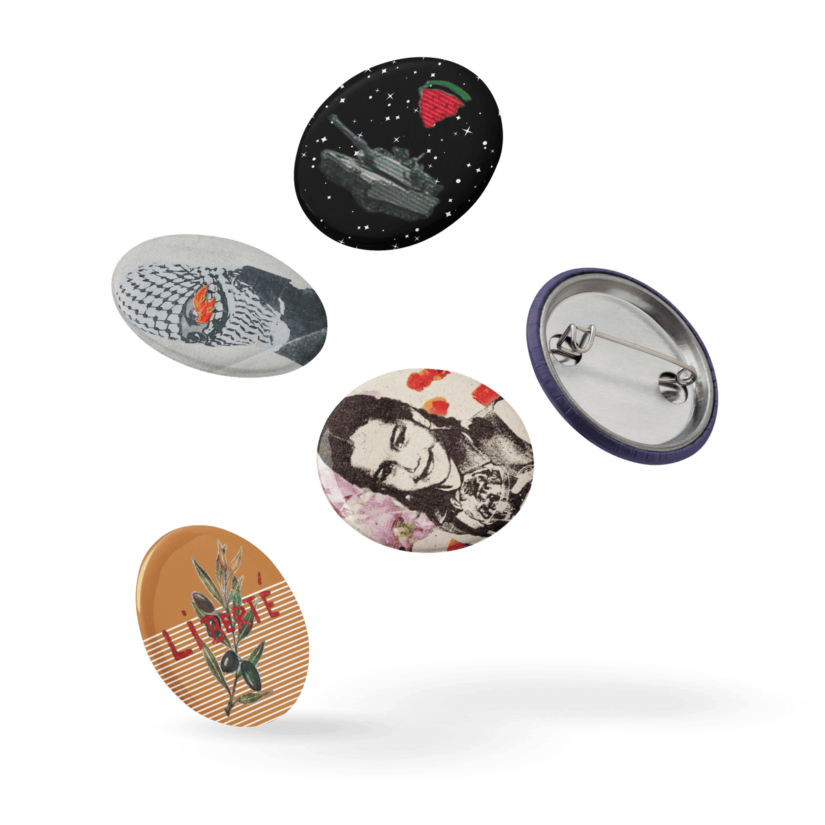 Free Palestine - Set of 5 Pin Buttons [250 COLLECTION]-button pins-Numbskullz-pin button-NumbskullzKC