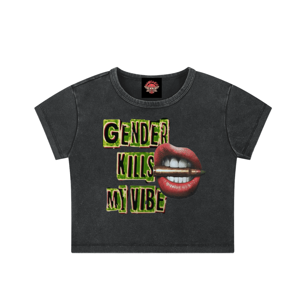Gender Kills My Vibe - Snow Washed Crop Top - cropped - lgbtq - men's shirts - NumbskullzKC