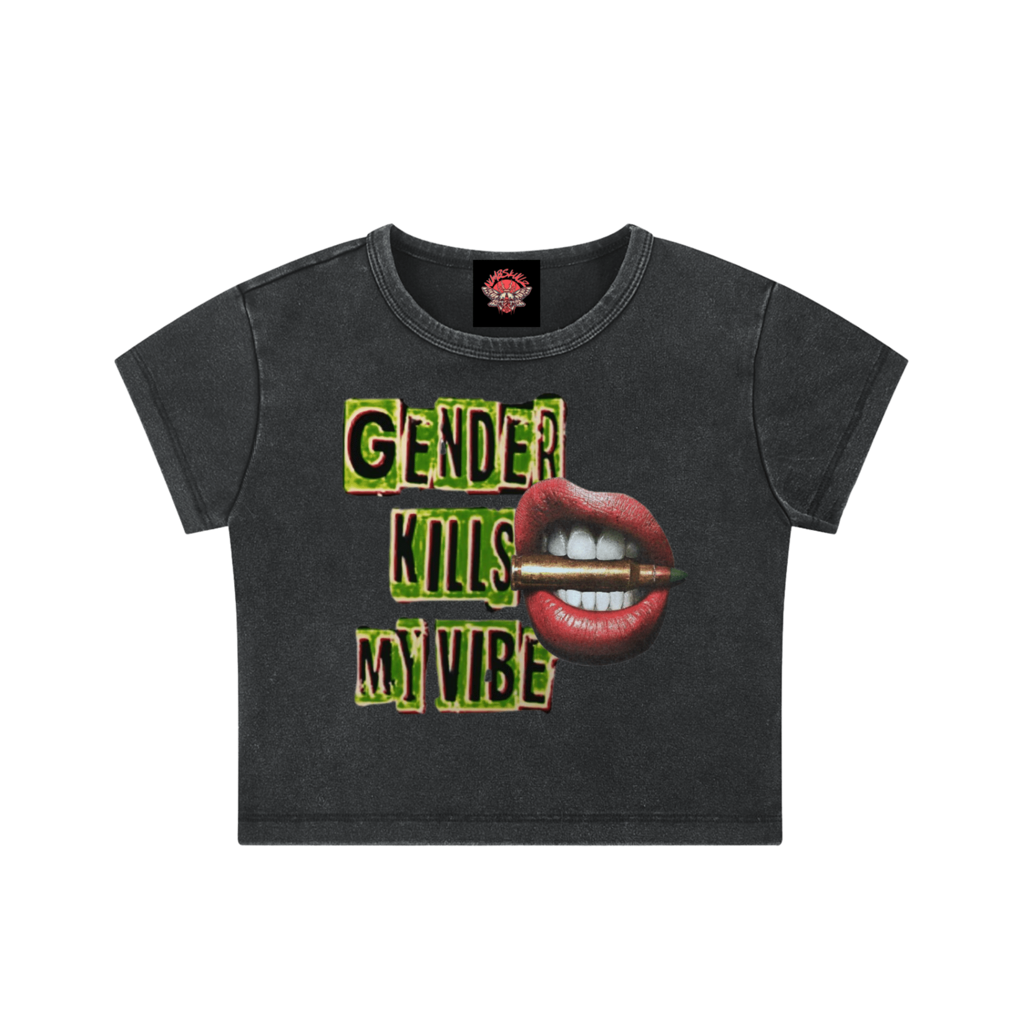 Gender Kills My Vibe - Snow Washed Crop Top - cropped - lgbtq - men's shirts - NumbskullzKC