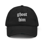 Ghost Him - Distressed Adjustable Ball Cap - ballcap - baseball style hats - hats - Numbskullz